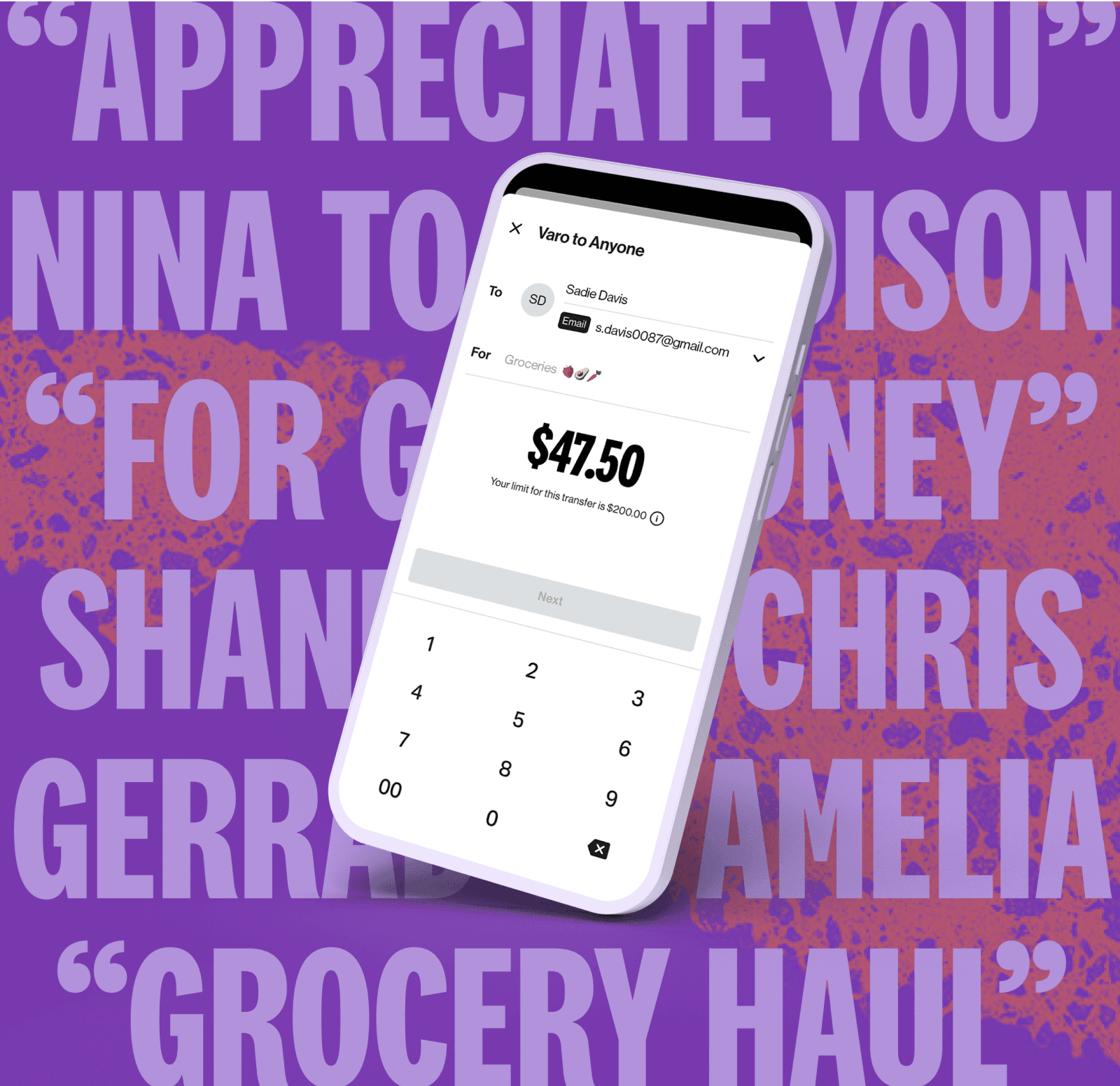 V2A app screen with use case background