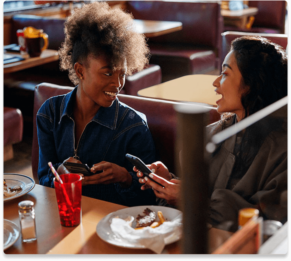 Sitting at Diner smiling