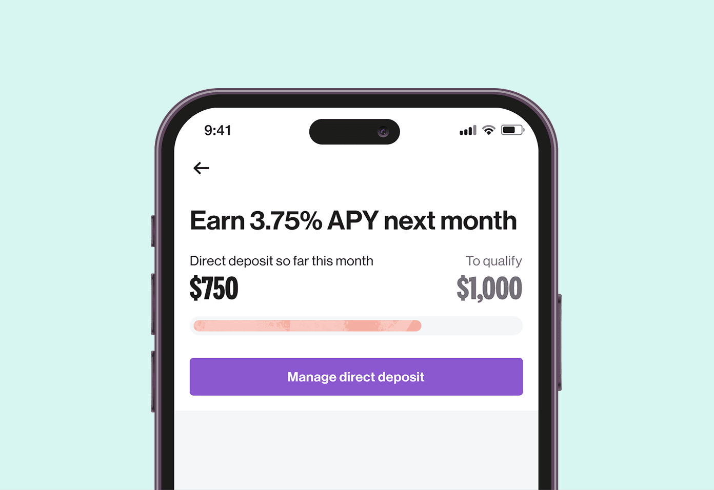 varo phone screen - 3.75% APY savings rate tracker
